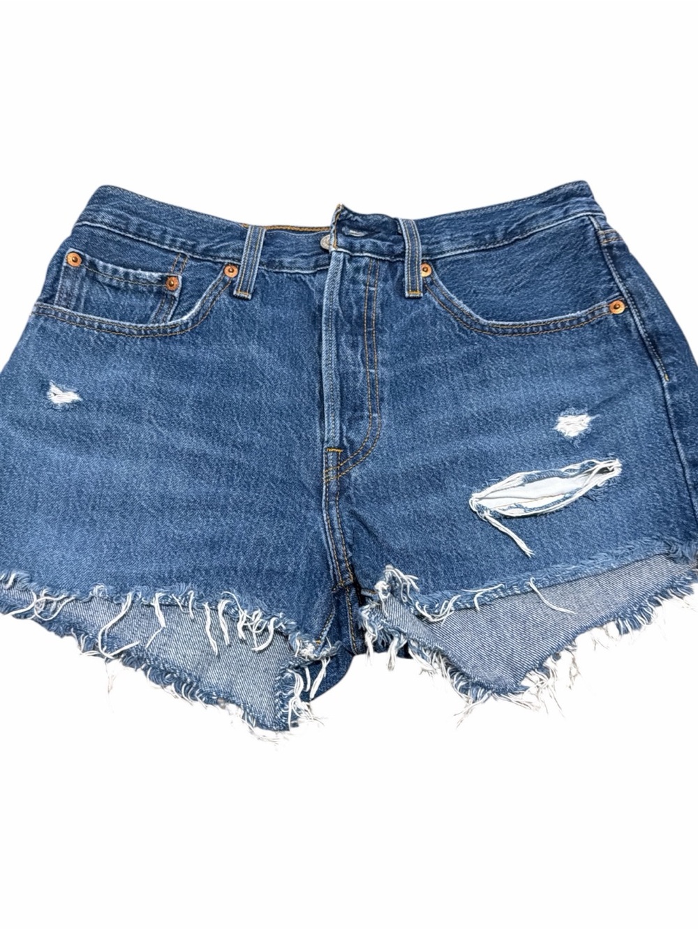 Levi’s 501 Original Button Fly Distressed Cutoff Denim Shorts  W27 High Rise